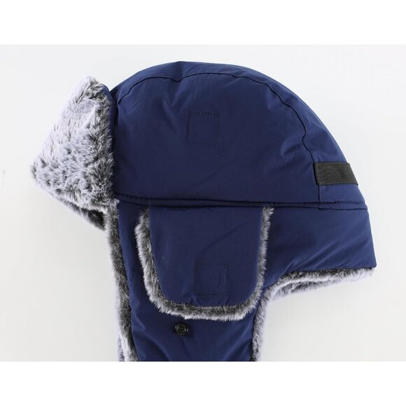 Men Navy Blue Faux Fur Trapper Hat with Face Mask Winter Trooper Hunting Hat - Picture 8 of 8